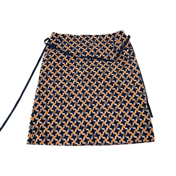Talbots Womens Wrap Skirt Size 8 Geometric Print High Waist Cotton Blend - Picture 1 of 4
